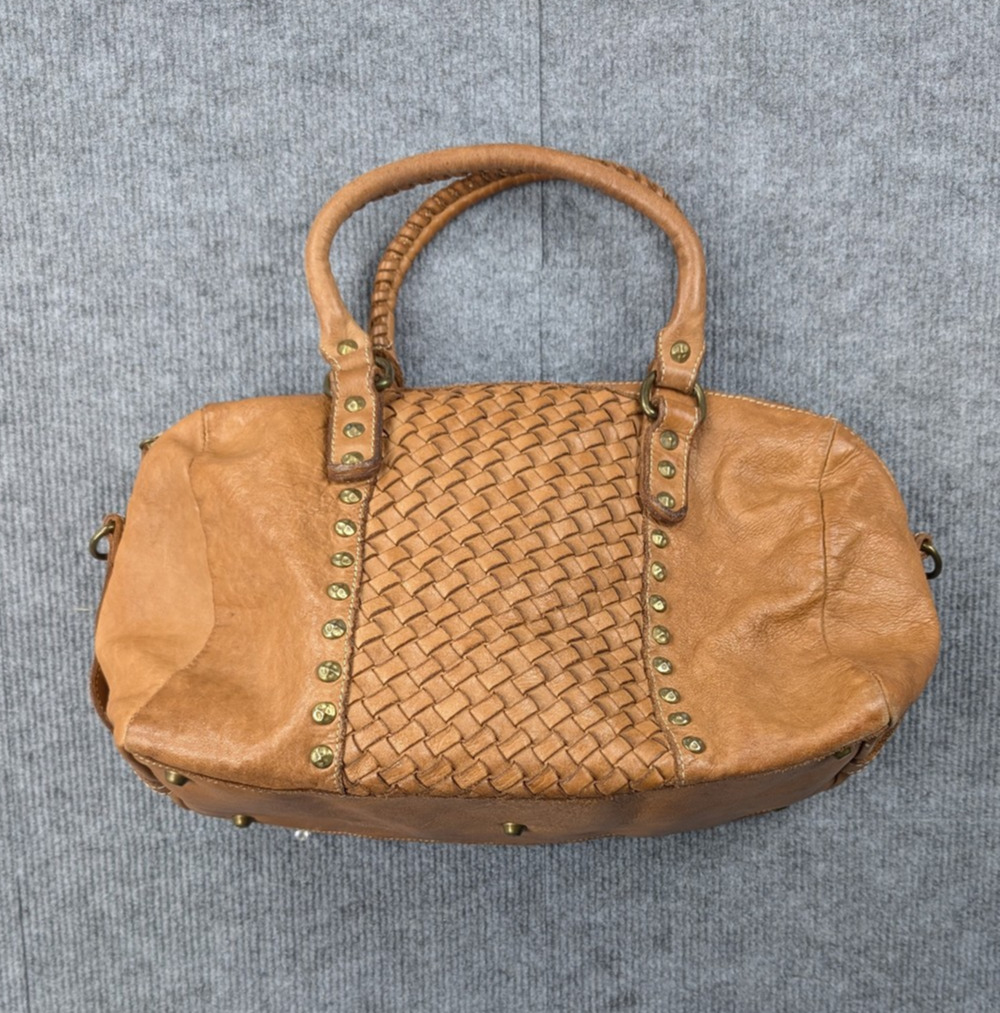 Costanza Rota Leather Duffel Bag Brown Woven Sudded SHoulder Bag Made In Italy